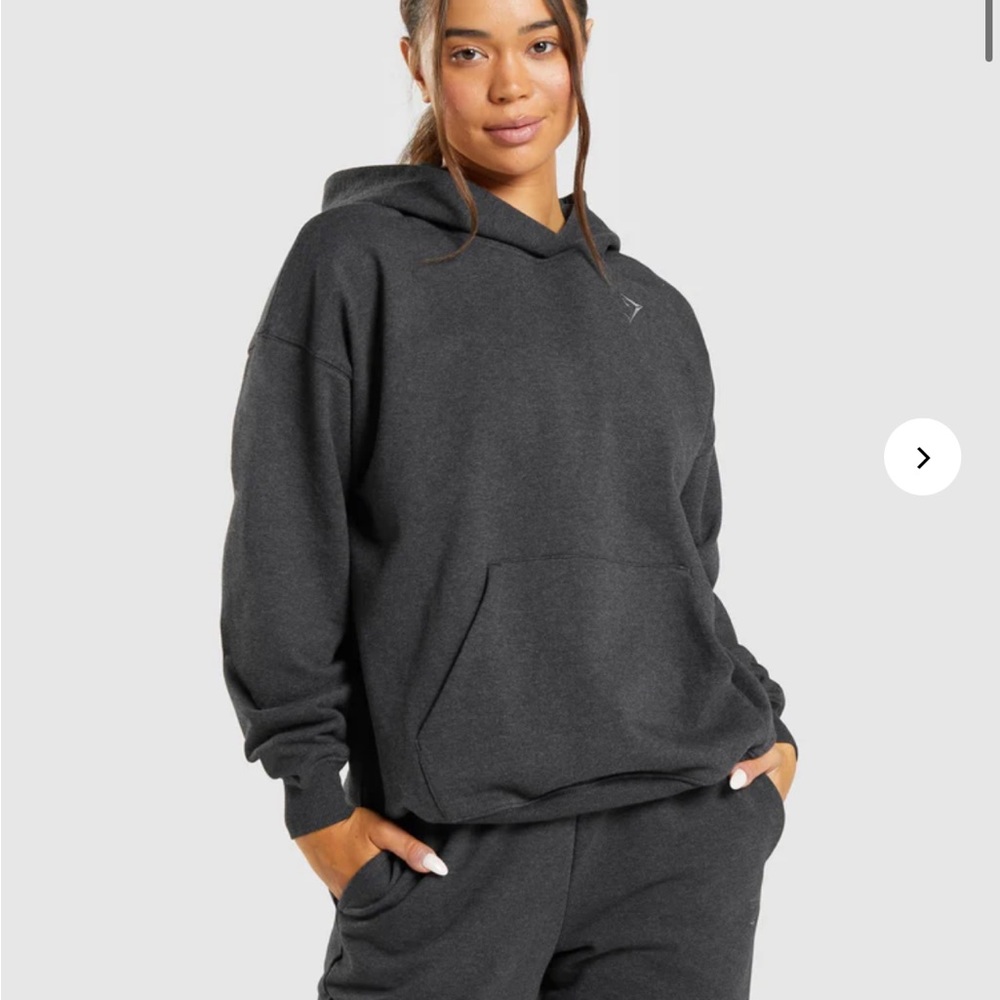 Gymshark rest day sweats hoodie- oversized- small- black marl